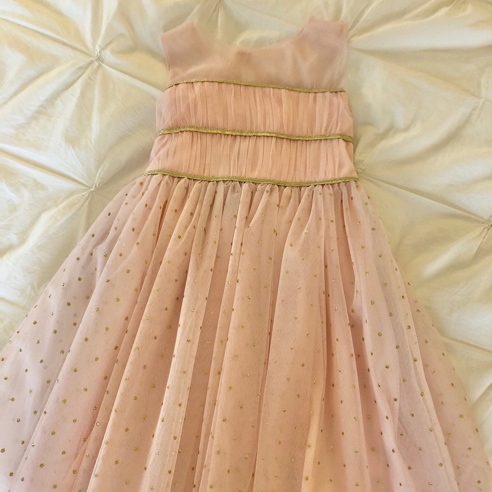 Shell pink and sparkle gold dress by Frais
